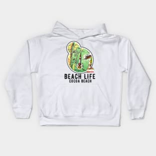 Florida Cocoa Beach Vintage Map Ocean Beach Life Kids Hoodie